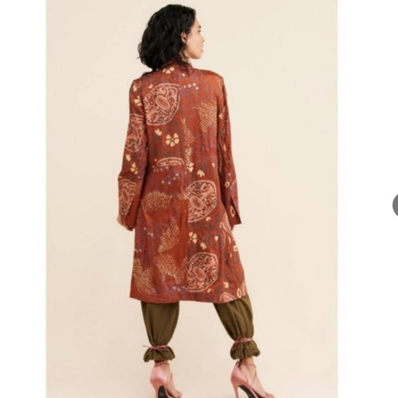 Free People Eye Of The Wild Boho Cognac Duster Trench Coat Jacket - Picture 11 of 15